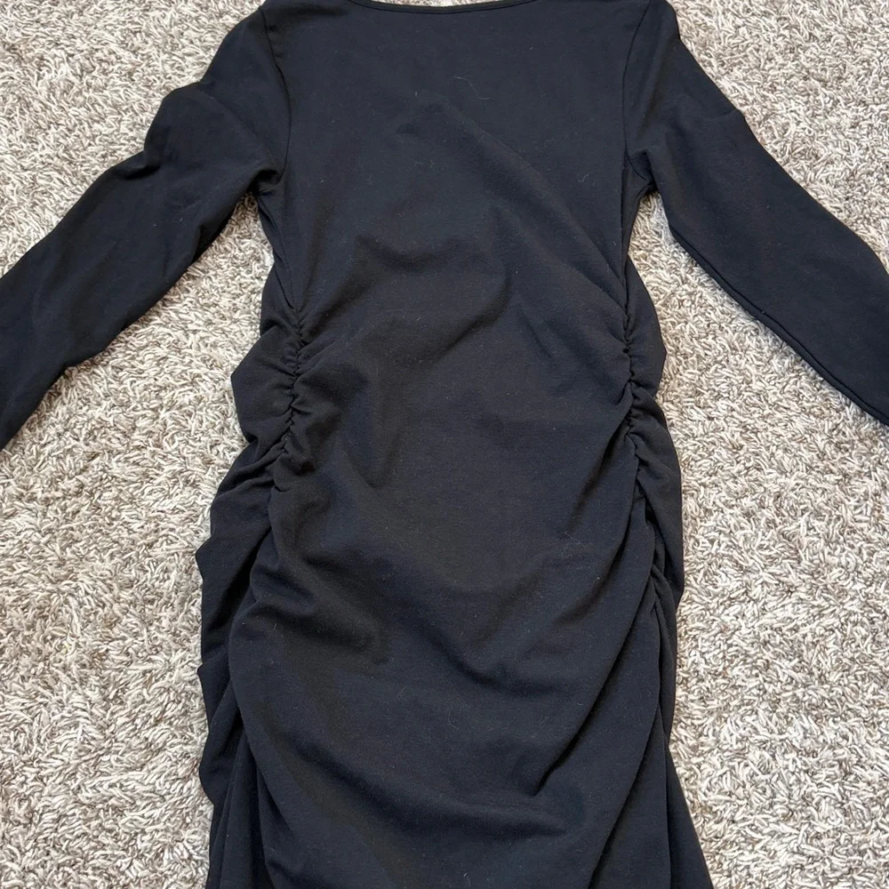 Isabel Maternity by Ingrid & Isabel Midi Dress Long Sleeve Black size Small - Picture 9 of 10